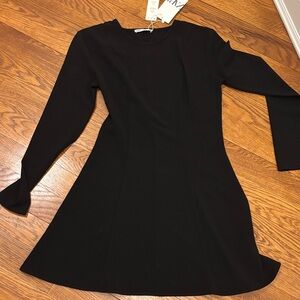 New Zara Elegant Black Long Sleeve Dress